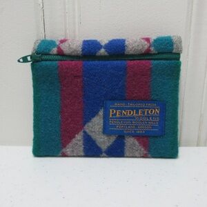 Pendleton Teal Wool Zipper Pouch
